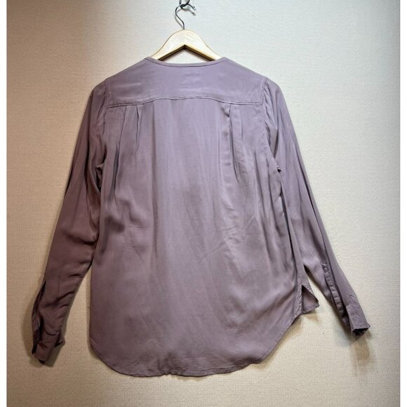 Gap Womens Long Sleeve Blouse Top Size M Mauve Ruffle Top Business Travel Chic - Picture 9 of 11